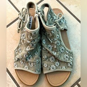 Size 8.5 neutral colored open toe, ankle bootie sandals